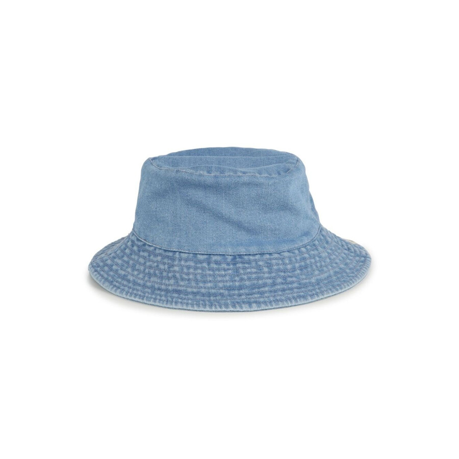 Chloé Chloe Kids Eyelet-embellished Denim Bucket Hat In Blue