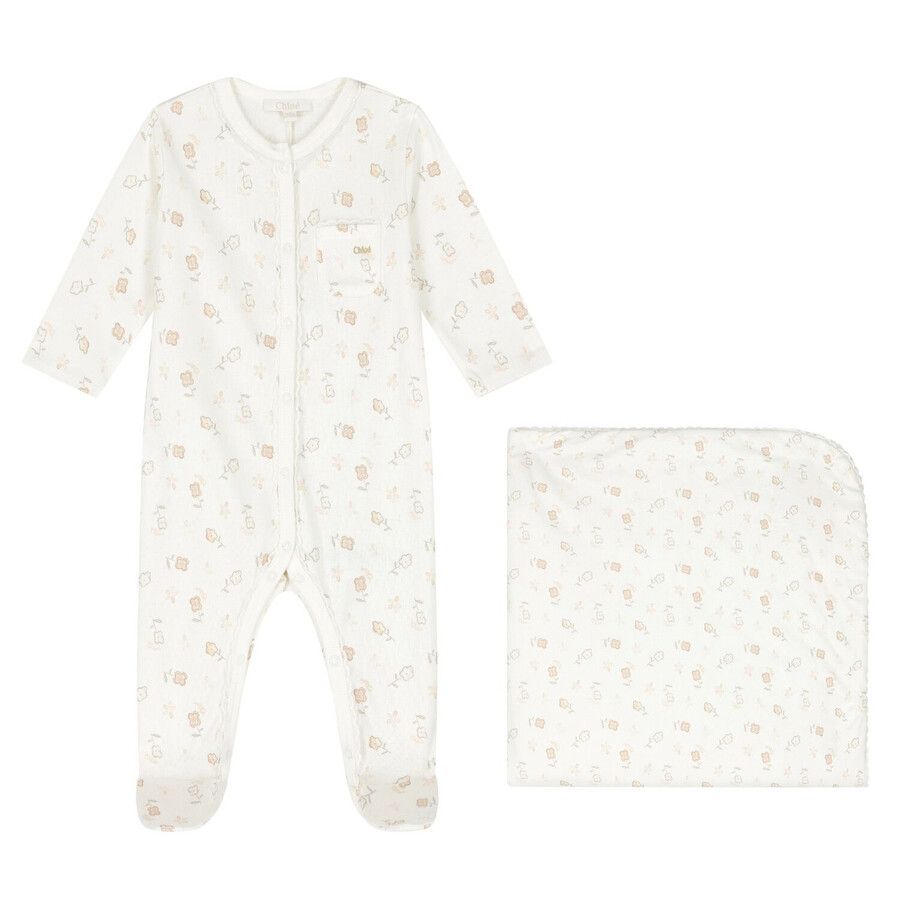 Kids Floral Print Cotton Onesie Set, Size 6M