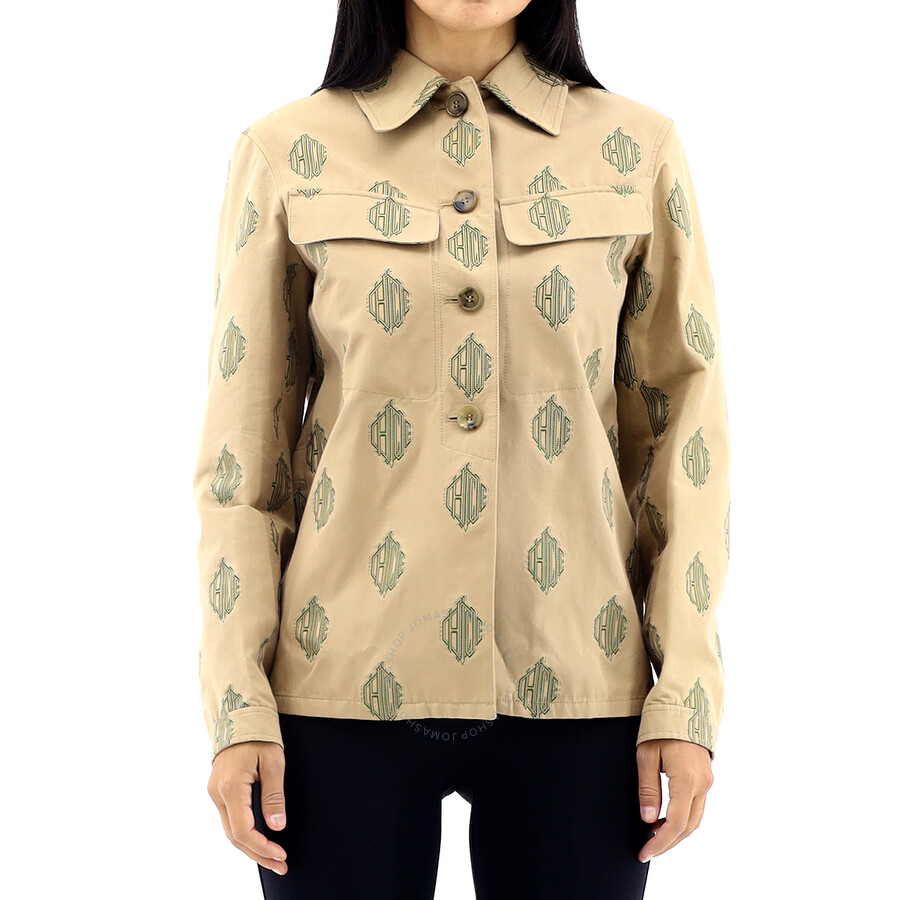 Shop Chloé Chloe Ladies Beige Embroidered Shirt Jacket