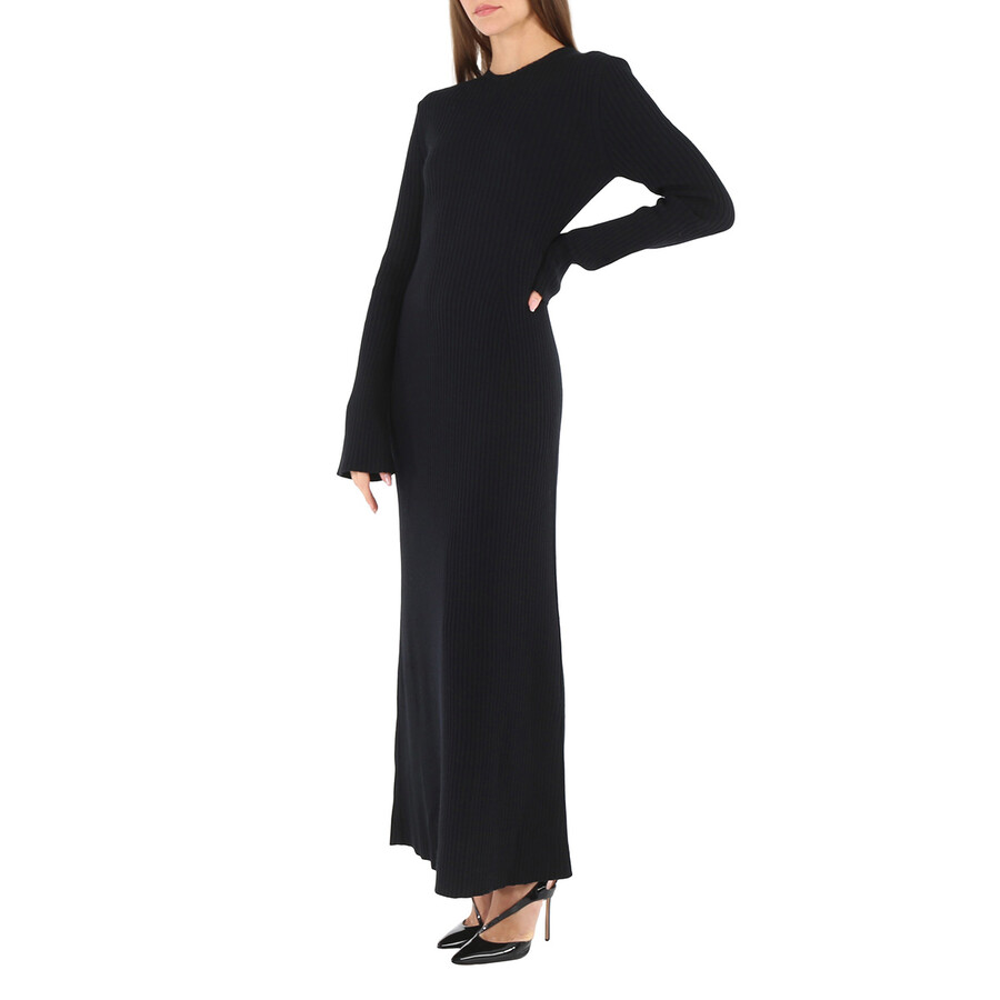 Shop Chloé Chloe Ladies Black Long Knitted Wool And Cashmere Dress