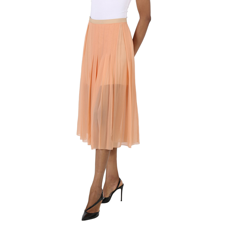 Shop Chloé Chloe Ladies Dusty Coral Pleated Midi Skirt In Pink