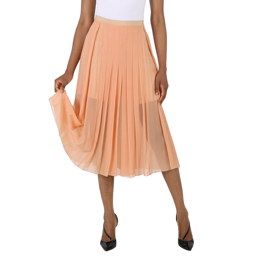 Shop Chloé Chloe Ladies Dusty Coral Pleated Midi Skirt In Pink