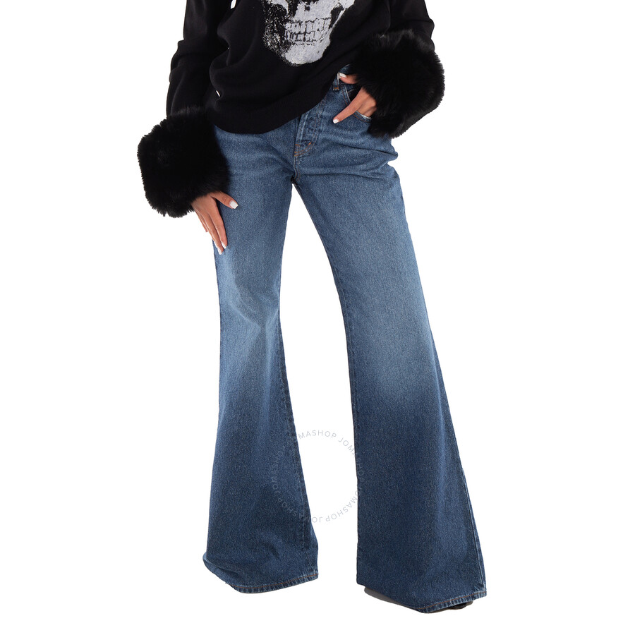 Chloé Ladies Faded Denim High-Rise Flared Jeans, Waist Size