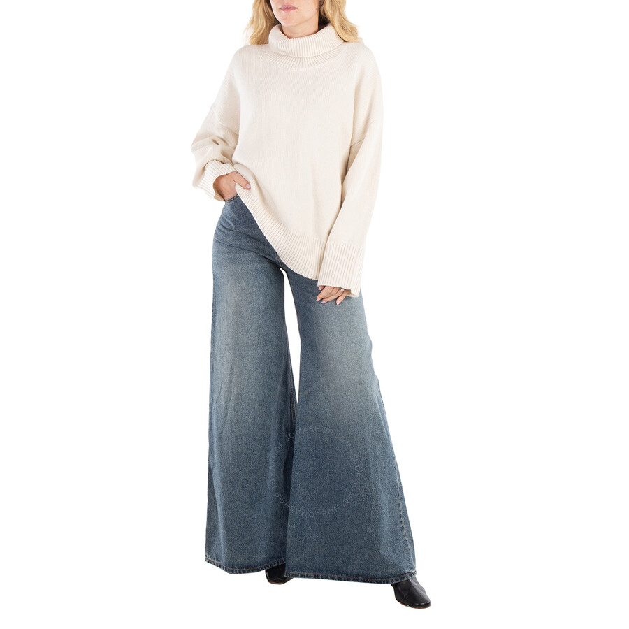 Chloé Ladies Faded Denim Wide-Leg Jeans CHC23UDP22151