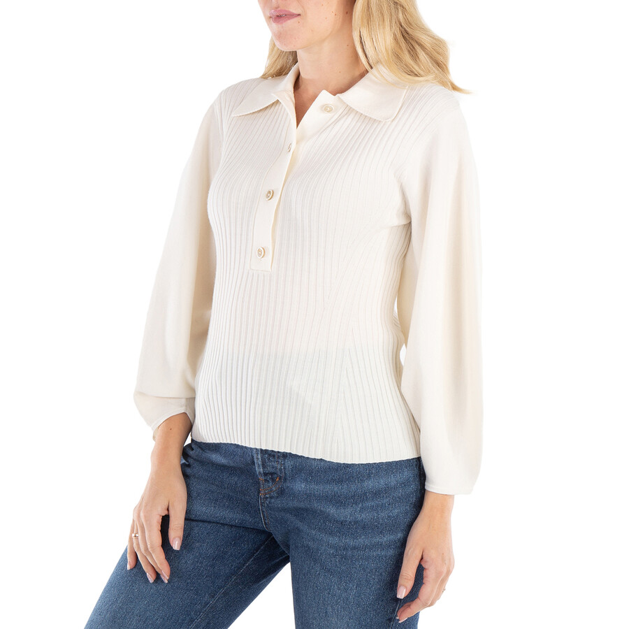 Chloé Chloe Ladies Iconic Milk Balloon-sleeve Polo Jumper