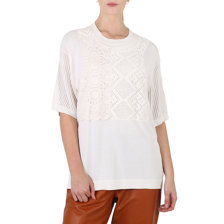 Shop Chloé Chloe Ladies Iconic Milk Crochet Patch Shirt