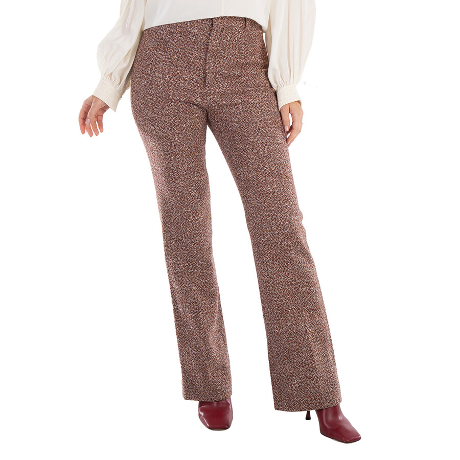 Chloé Ladies Multicolor Boucle Flared Trousers - Leggings