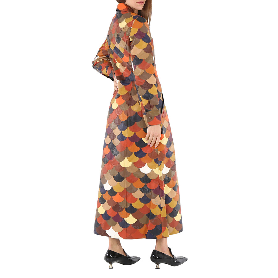 Chloé Chloe Ladies Multicolored Patchwork Leather Coat In Brown
