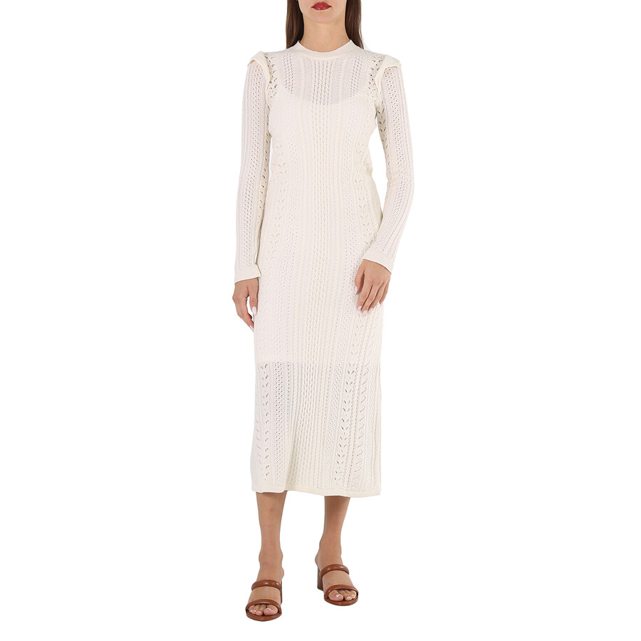 Ladies Snow White Wool Cash Knit Dress
