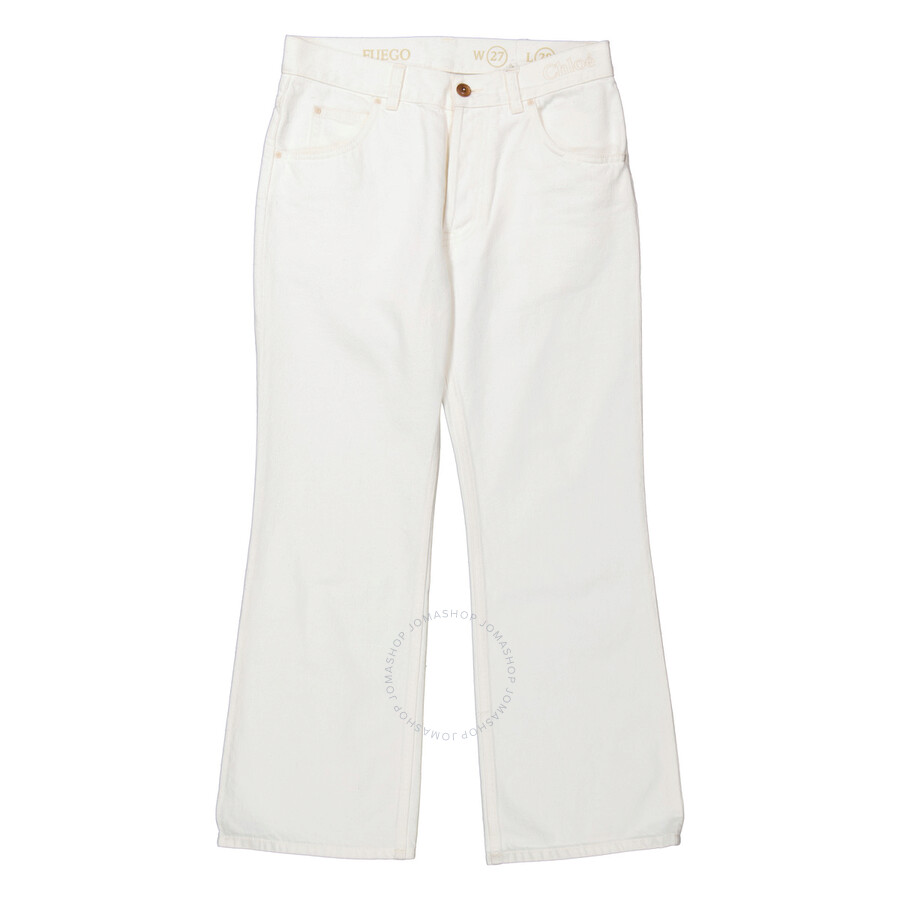 Chloé Chloe Ladies White Fuego Cropped Bootcut Jeans In White