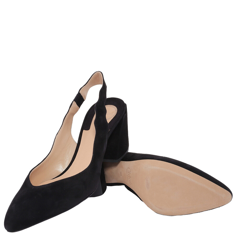 Chloé Chloe Laurena Suede Slingback Pumps In Black