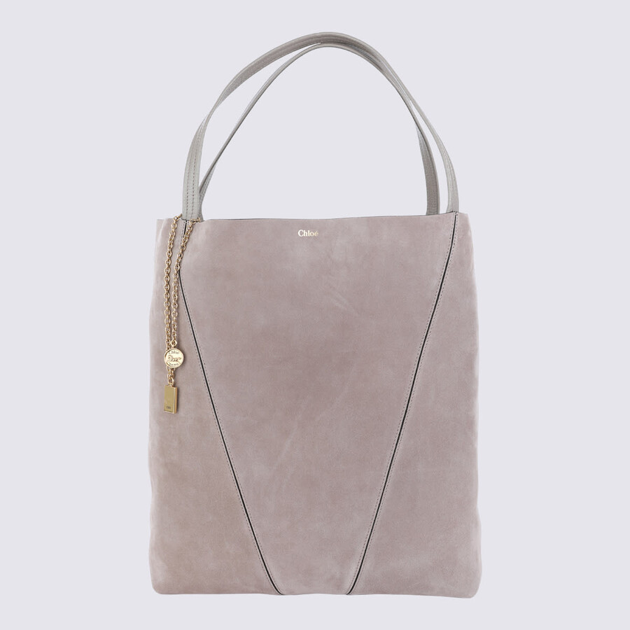 Chloé Chlo Light Grey Leather Spin Totes In Pink