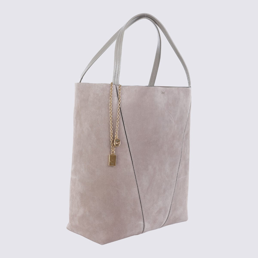 Chloé Chlo Light Grey Leather Spin Totes In Pink
