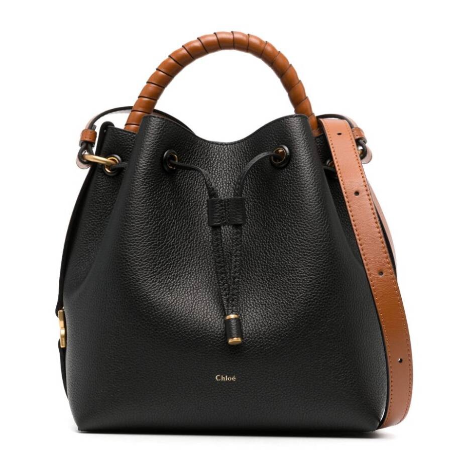 Chloé Chloe Marcie Drawstring Small Bucket Bag In Black