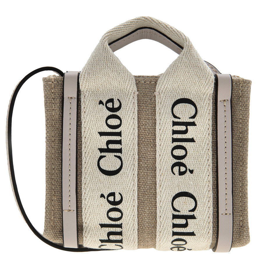 Chloé Chloe Nano Woody Linen Canvas Tote