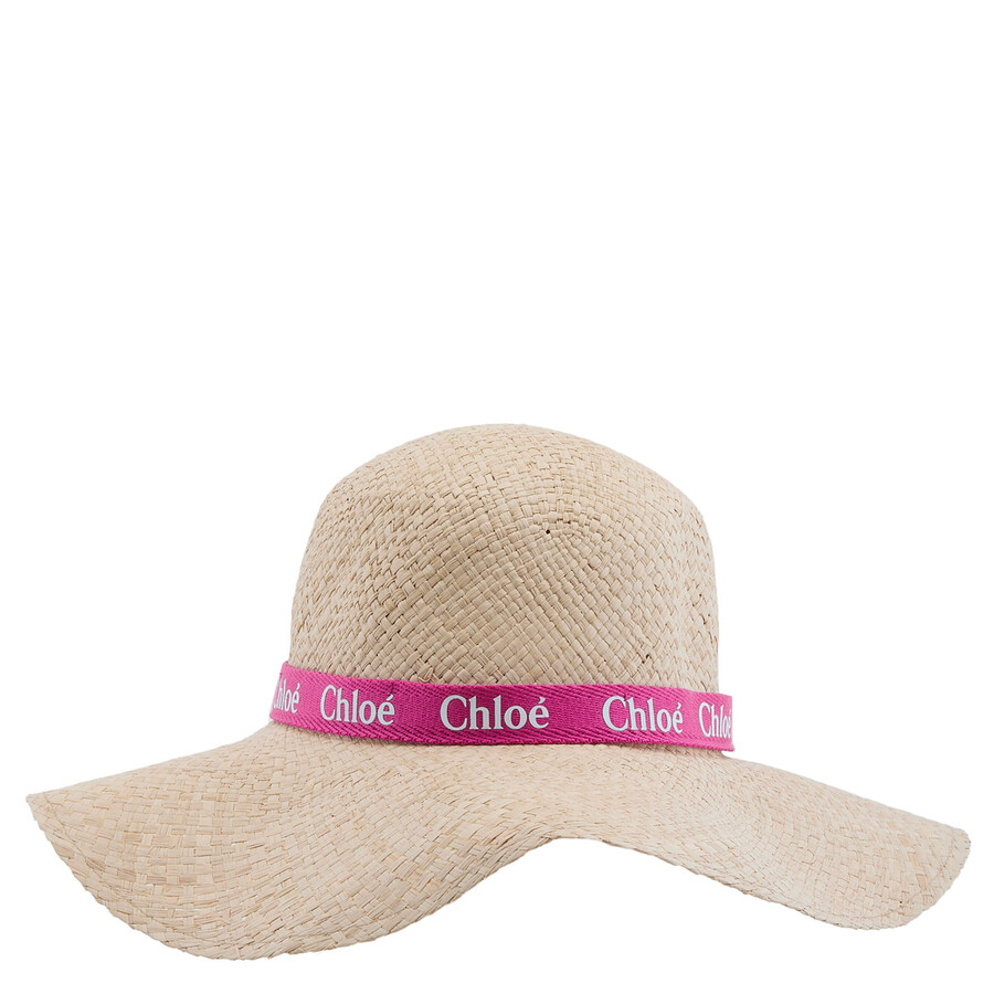 Raffia Logo-Print Wide Brim Sun Hat