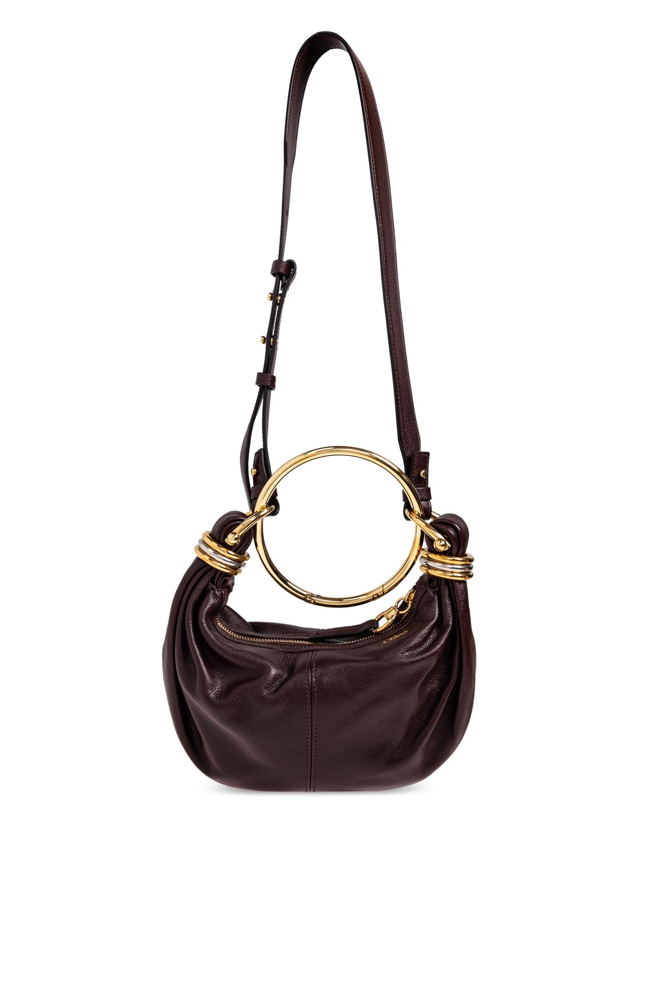 Chloé Circular-handle Leather Tote Bag In Burgundy