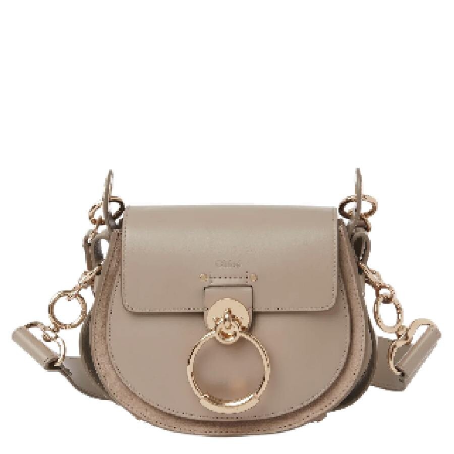 Chloé Chloe Tess Small Bag In Shiny And Suede Leather In Grey