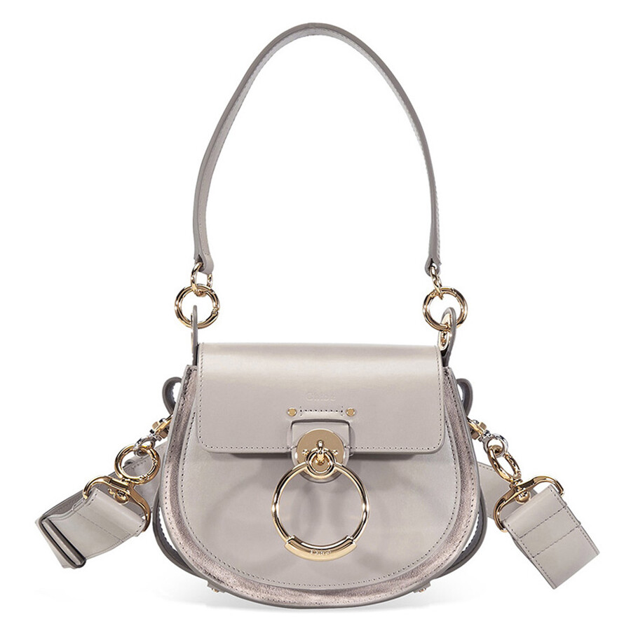 Chloé Tess Small Shiny & Suede Calfskin Crossbody Bag- Motty
