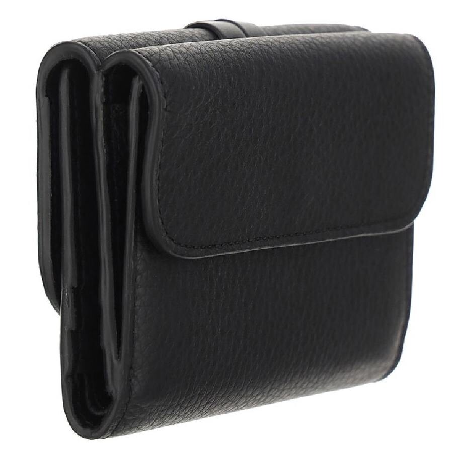 Chloé Chloe Tri-fold Alphabet Compact Leather Wallet In Black