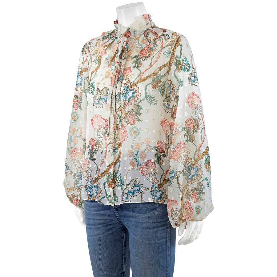 Chloé Chloe White Printed Blouse In White