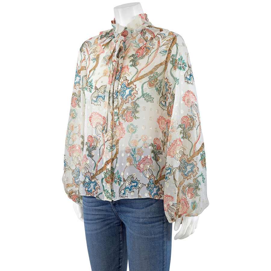 Shop Chloé Chloe White Printed Blouse