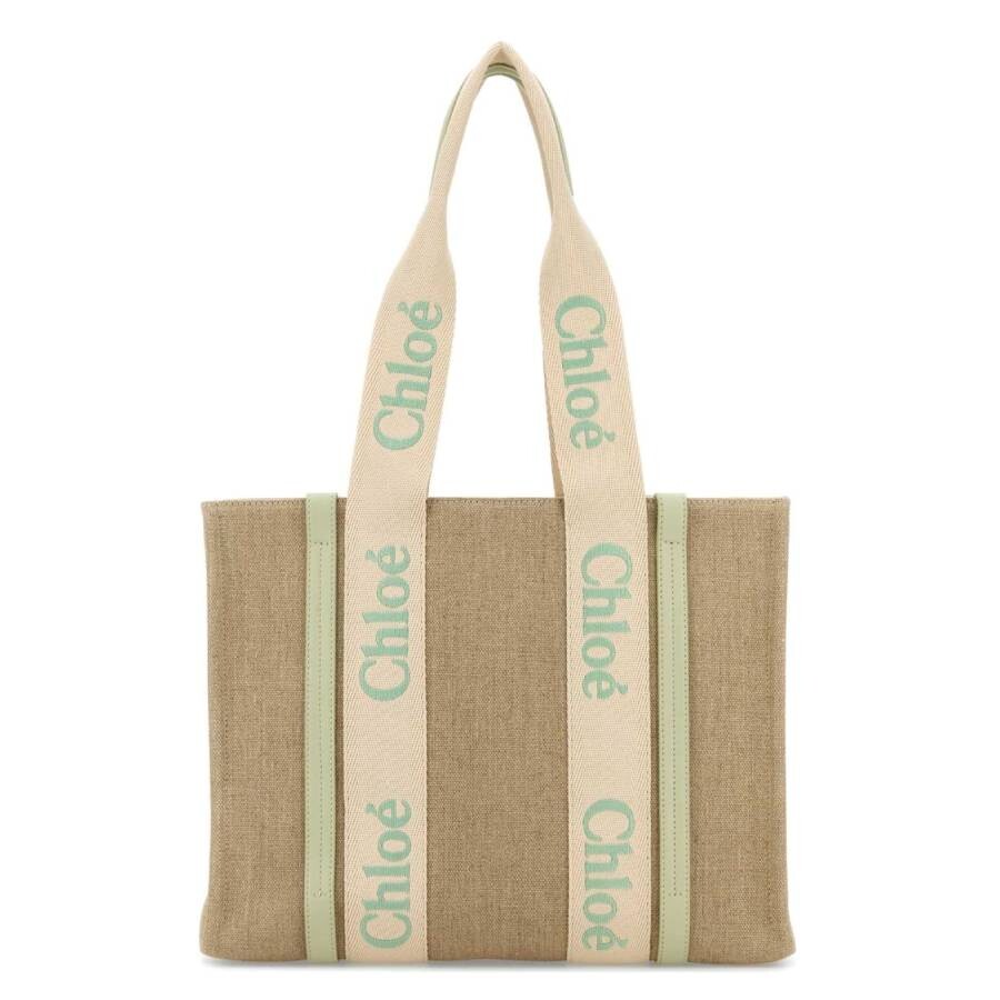 Chloé Chloe Woody Linen Shopping Bag - Light Eucalyptus