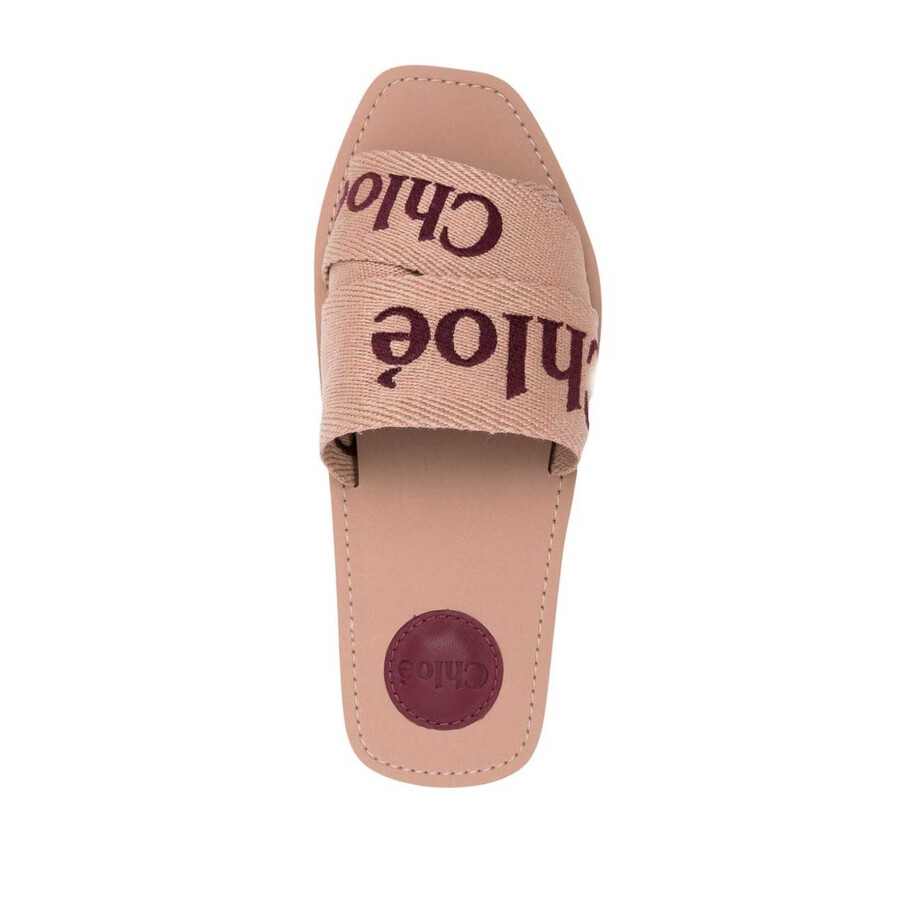 CHLOÉ CHLOE WOODY LOGO-EMBROIDERED SLIDES
