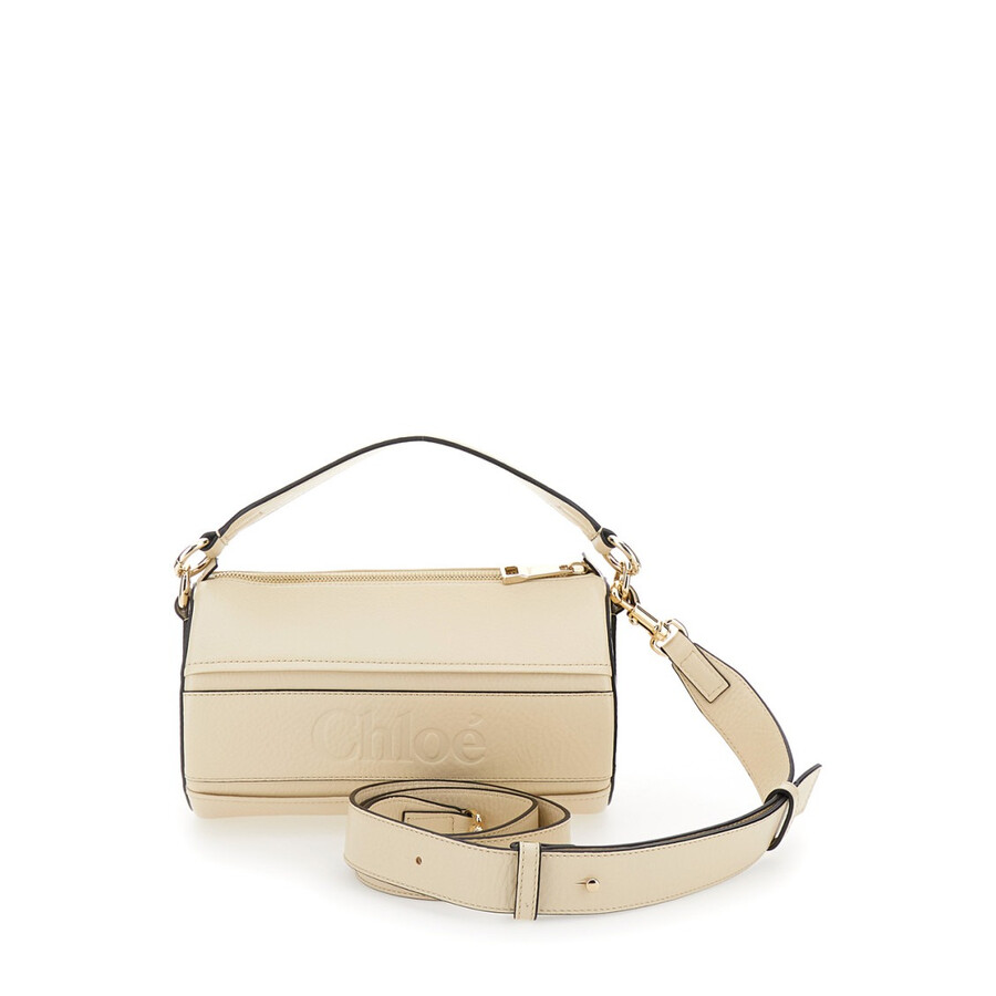 Chloé Chloe Woody Tube Shoulder Bag In Grained Calfskin In Neutral