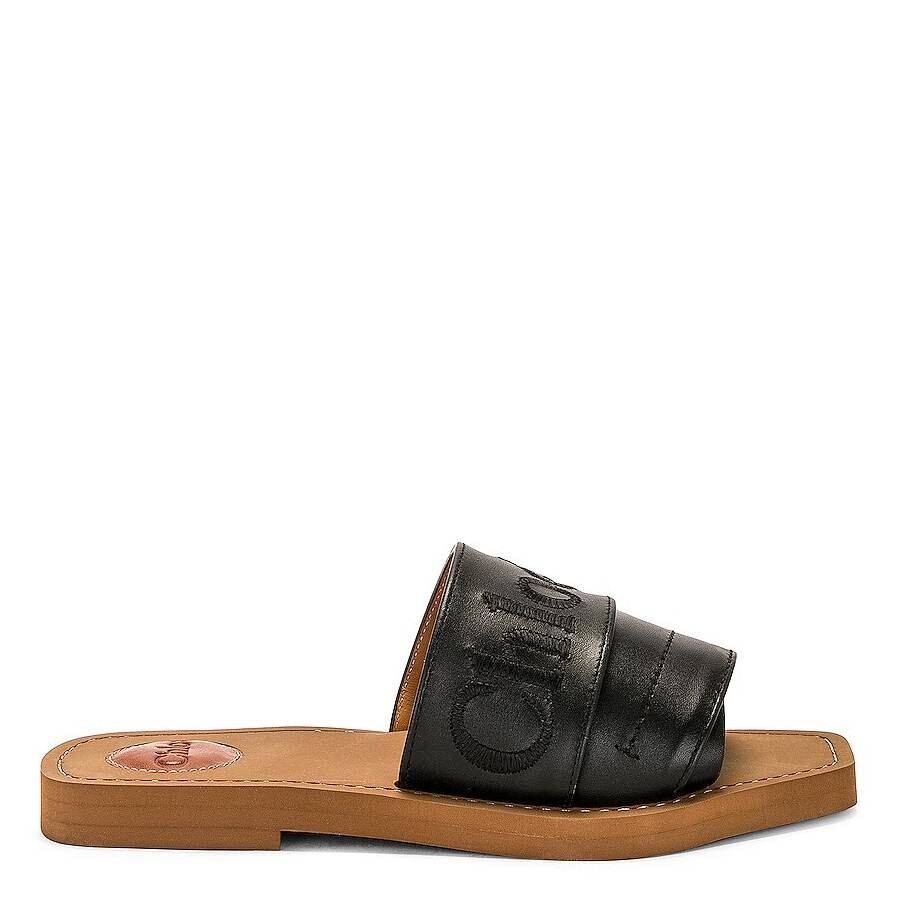 Chloé Chole Woody Leather Flat Mules, Brand Size 38 ( US