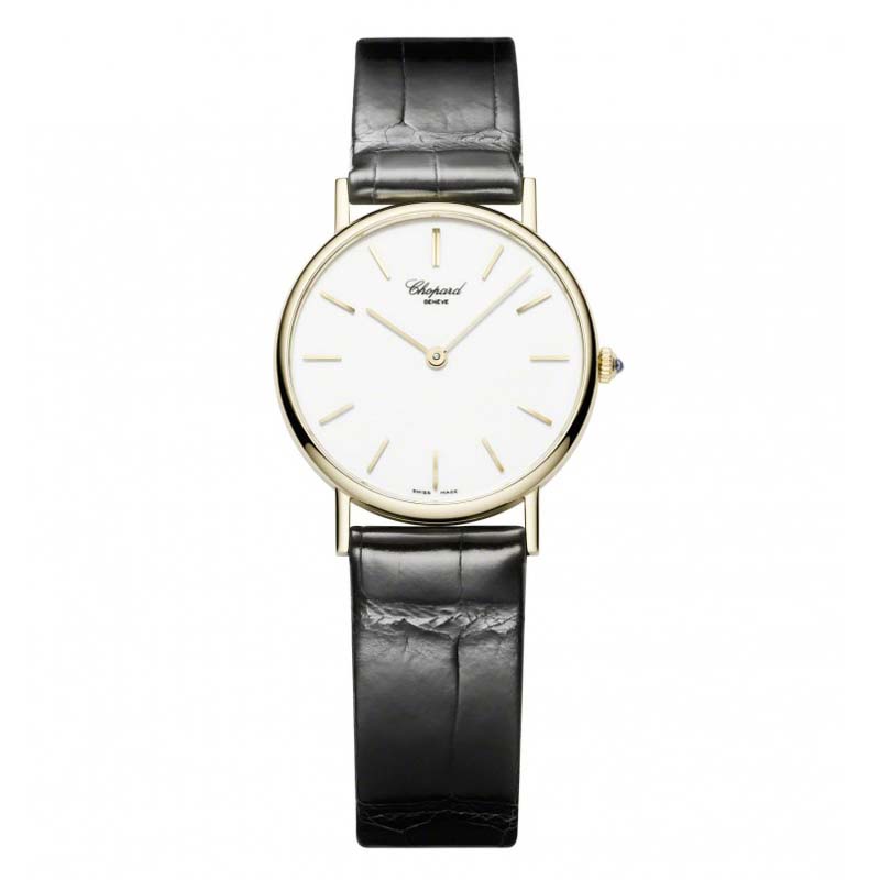 Chopard Classic White Dial Black Leather Men's Watch 161091