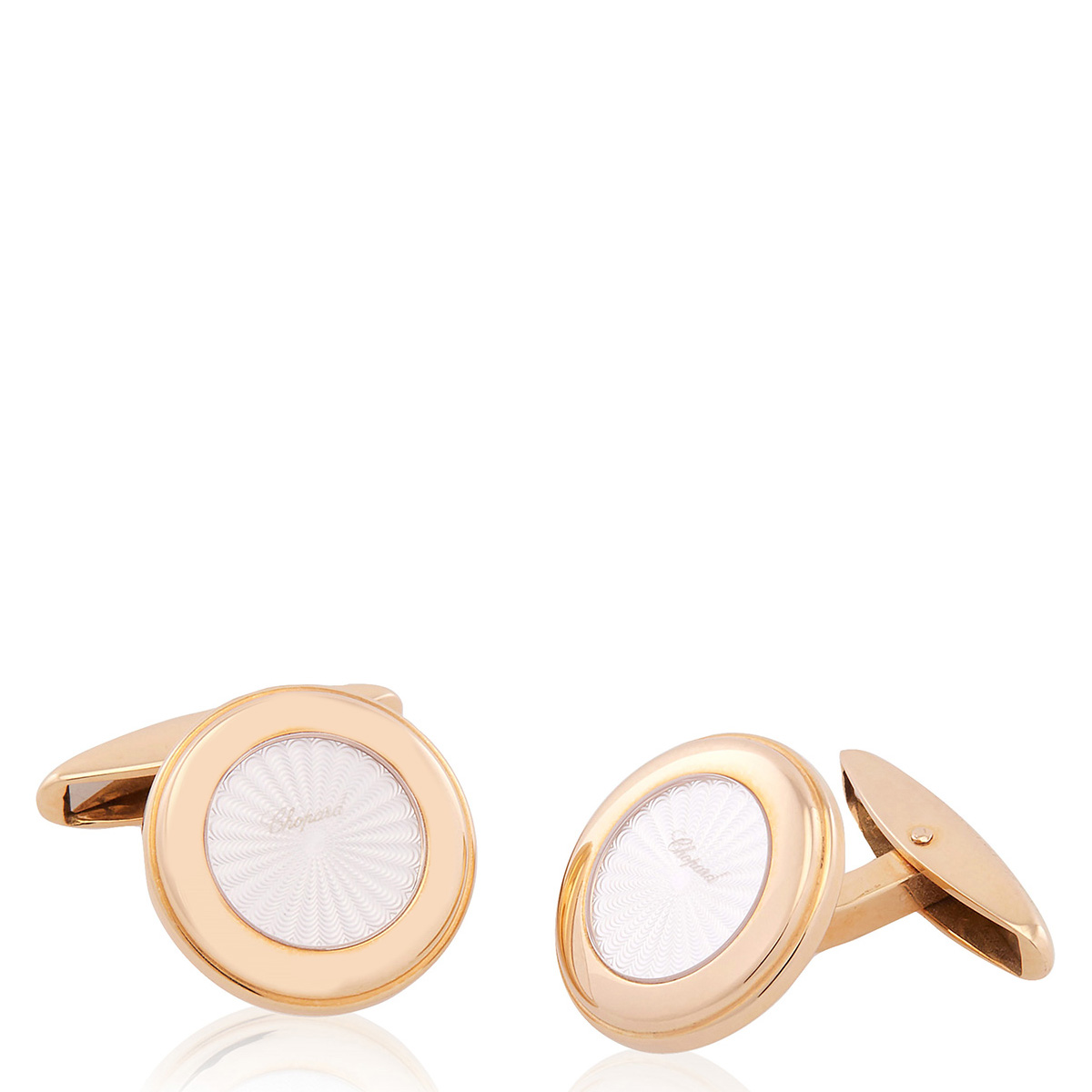 Chopard Gold Guilloche Cufflinks In Red