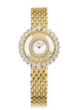 Chopard Happy Diamonds White Dial 18 kt Yellow Gold Ladies Watch 204180-0001