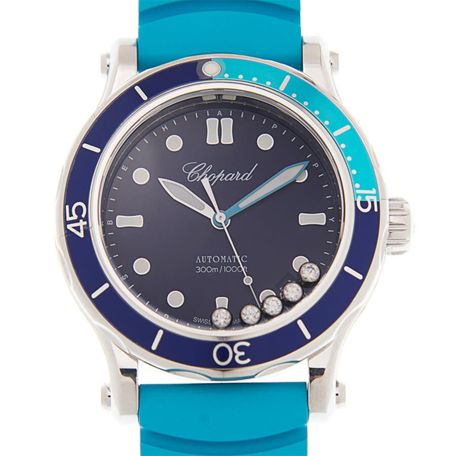 Chopard Happy Sport Automatic Chronometer Blue Dial Ladies Watch 278587