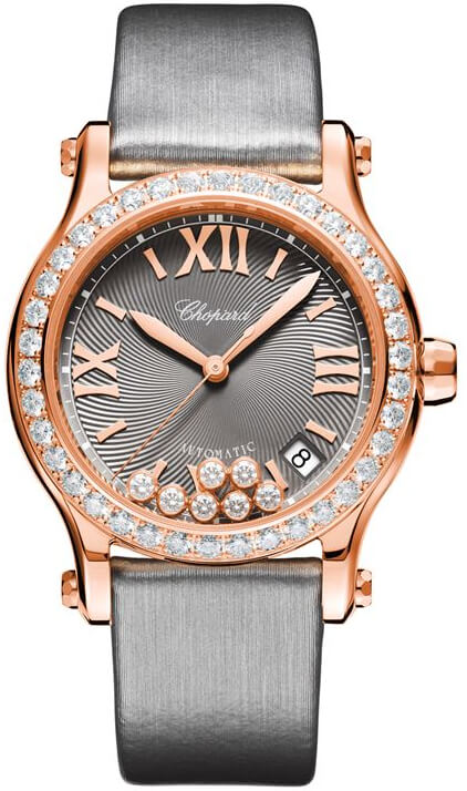 Chopard Happy Sport Automatic Diamond Grey Dial Ladies Watch 274808-5014
