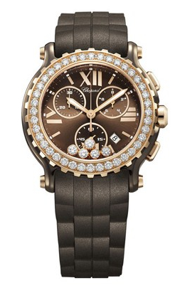 Chopard Happy Sport Chronograph Brown Dial Diamond Watch 288515-9004