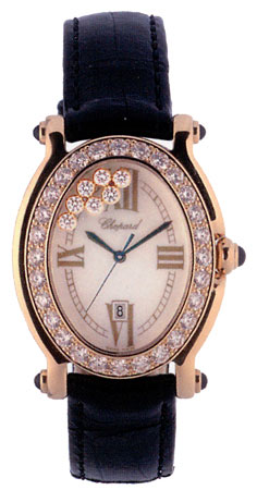 Chopard Happy Sport Diamond 18kt Yellow Gold Black Ladies Watch 27/7000-23/11