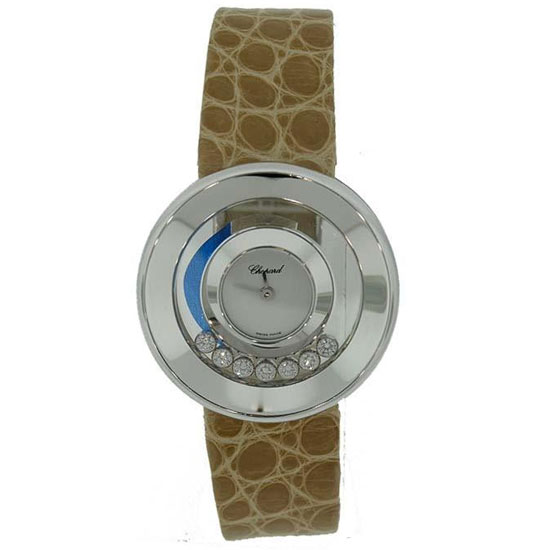 Chopard Happy Sport Floating Diamond Dial White Gold Ladies Watch 206923-1001