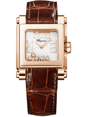 Chopard Happy Sport II Diamond White Dial 18 kt Rose Gold Ladies Watch 275349-5001