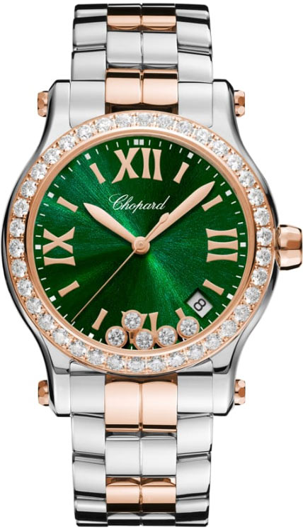 Chopard Happy Sport Quartz Diamond Green Dial Ladies Watch 278582-6008
