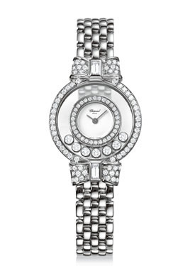 Chopard Happy Sport White Dial 18kt White Gold Ladies Watch 205596-1001