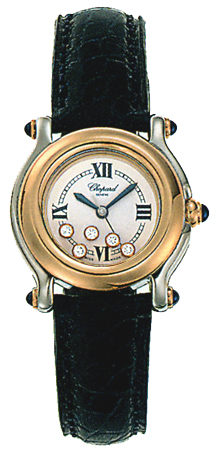 Chopard Happy Sport White Dial Black Leather Ladies Watch 278246-23