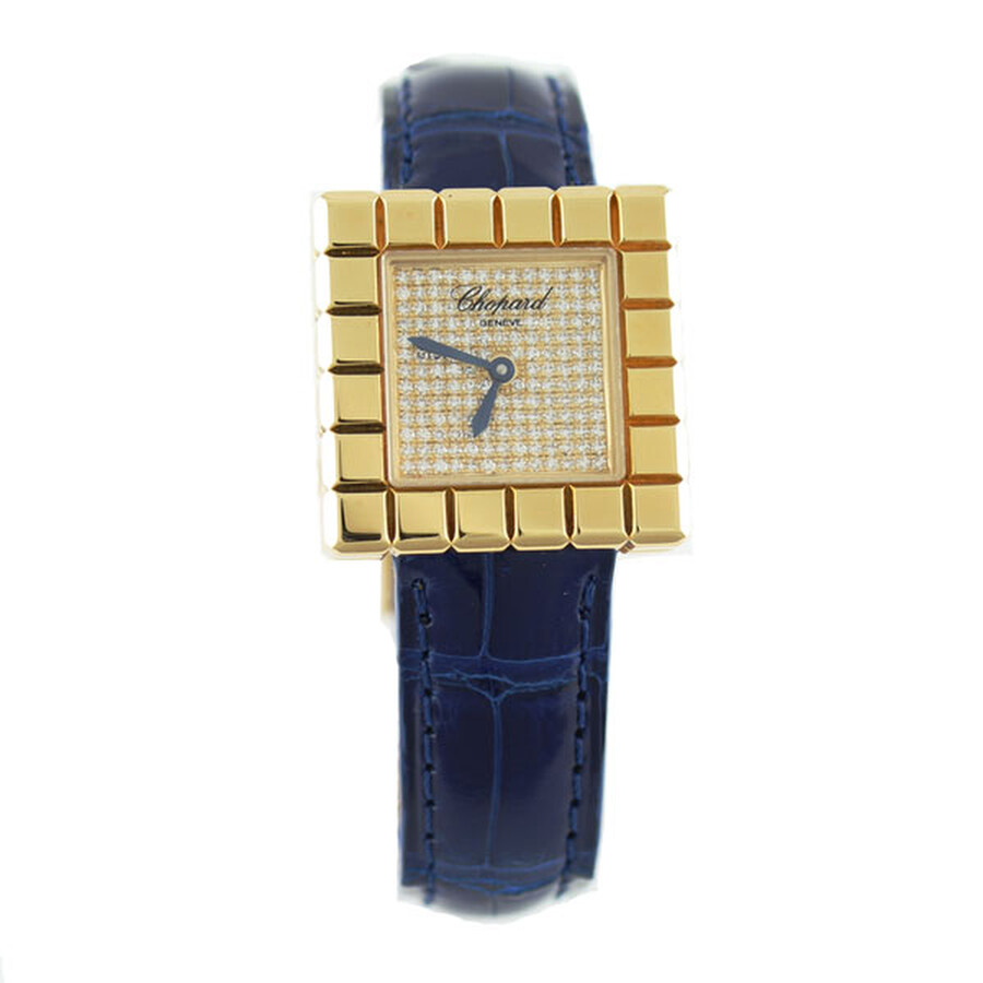 Chopard Ice Cube Diamond Dial Blue Leather Ladies Watch 127407
