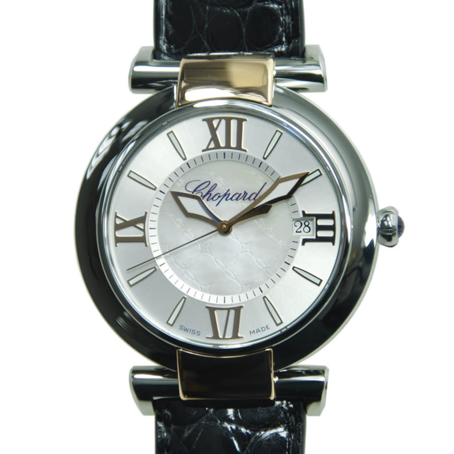 Chopard Imperiale Silver Dial Steel and Rose Gold Case Leather Ladies Watch 388531-6001