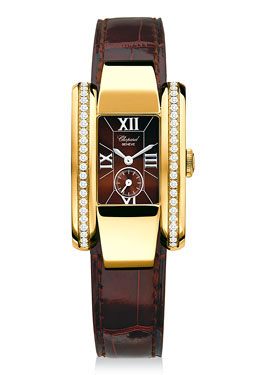 Chopard La Strada Diamond Brown Dial 18 kt Yellow Gold Ladies Watch 416914-0001