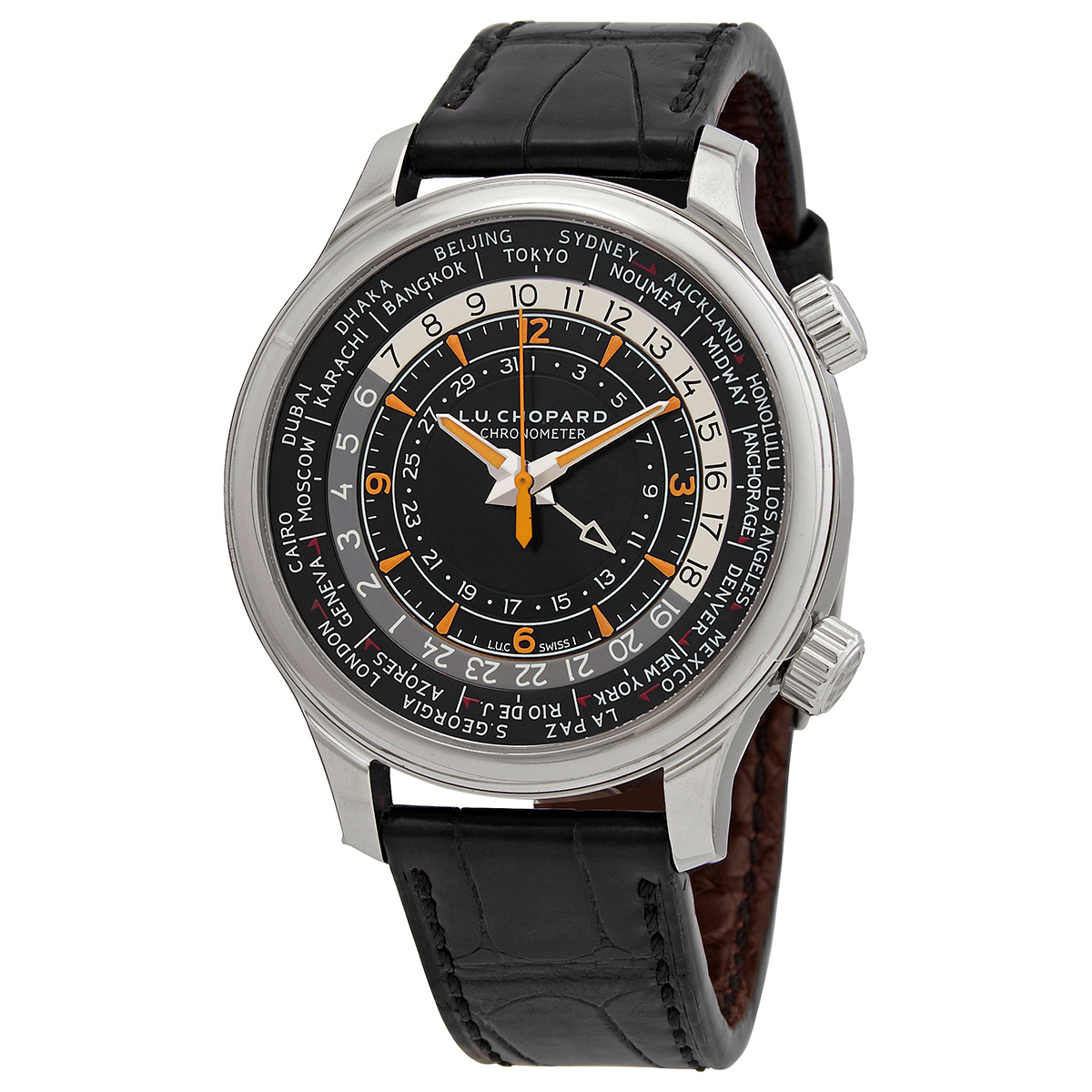 Chopard L.U.C. Time Traveler One World Time Automatic Black Dial Men's Watch 168574-3001
