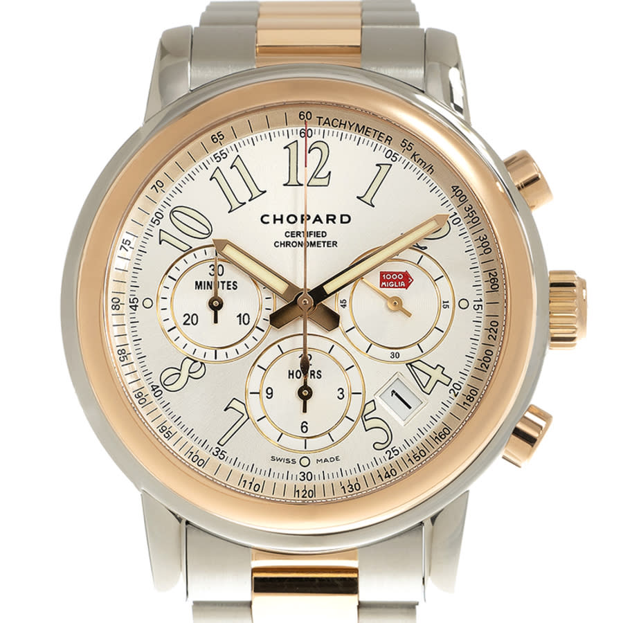 Chopard Mille Miglia Chronograph Silver Dial 18kt Rose Gold Automatic Men's Watch 158511-6001