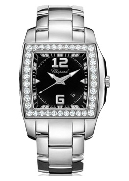 Chopard Two O Ten Black Dial Diamond Bezel Ladies Watch 108464-2004