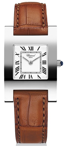 Chopard Your Hour White Dial 18k White Gold Brown Leather Ladies Watch 127405-1001