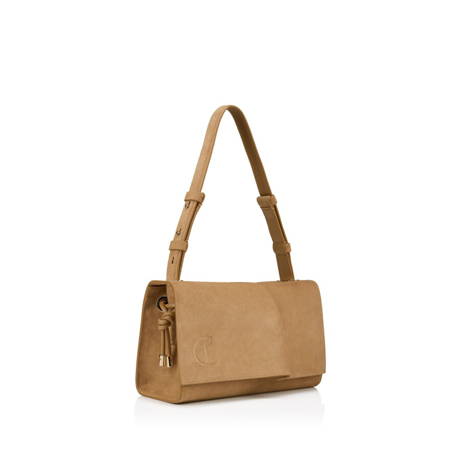 Christian Louboutin Baggy Small Suede Shoulder Bag In Brown